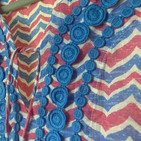 Vineyard Vines Whale Tail Chevron Swimsuit Cover-Up Size M - Picture 7 of 9